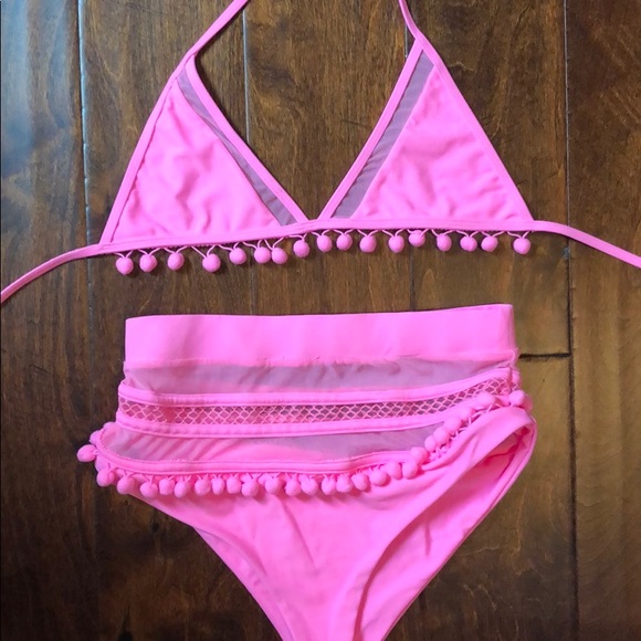 Tularosa Other - Hot pink high waisted swimsuit